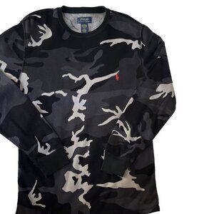 Polo Ralph Lauren Men's Camouflage Sleepwear Top, Size M, Black/Grey Camo‎